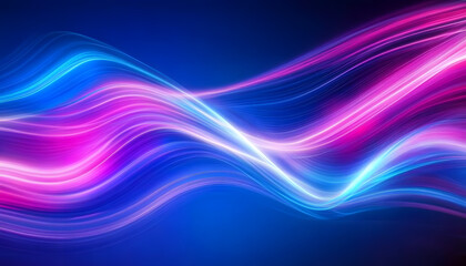 Abstract background of modern tech gradient waves in blue and pink hues, technology, modern, abstract, background, waves. Dynamic abstract light trails in neon pink and blue hues.