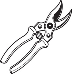 Pruning Shears Rustic Tool for Gardening, Silhouette vector art illustration