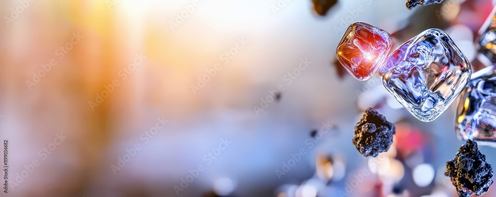 Poster environmental impact carbon policy concept. abstract image featuring sparkling crystals with vibrant