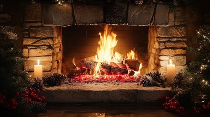 Cozy Christmas Fireplace: A Winter Wonderland Scene