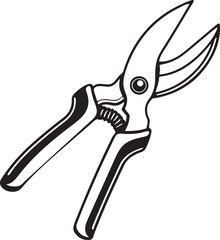 Pruning Shears Rustic Tool for Gardening, Silhouette vector art illustration