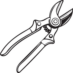 Pruning Shears Rustic Tool for Gardening, Silhouette vector art illustration