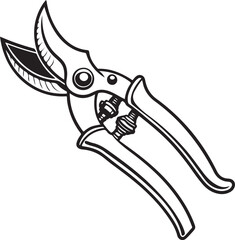 Pruning Shears Rustic Tool for Gardening, Silhouette vector art illustration