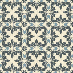 Green and cream oriental vector ikat-damask pattern. Talavera pottery. Turkish ornament. Spanish porcelain. Design ceramic pottery, tiles, wallpaper, rugs, and curtains.