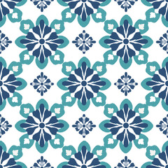 Green oriental vector ikat-damask pattern. Talavera pottery. Azulejos portugal. Turkish ornament. Spanish porcelain. Design ceramic pottery, tiles, wallpaper, rugs, and curtains.
