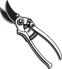 Pruning Shears Rustic Tool for Gardening, Silhouette vector art illustration