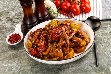 Asian cuisine pork in oyster sauce