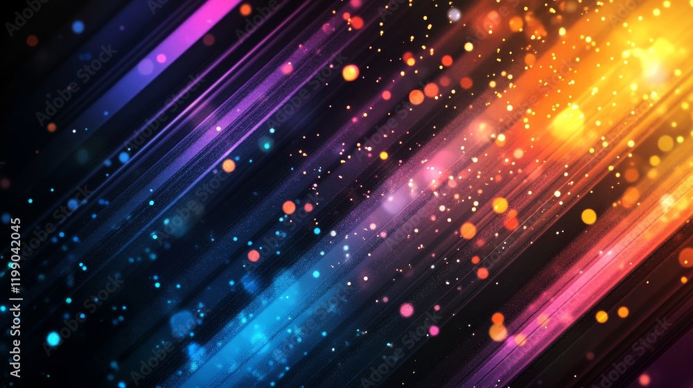 Aufkleber vibrant abstract background with colorful light streaks and bokeh effect.