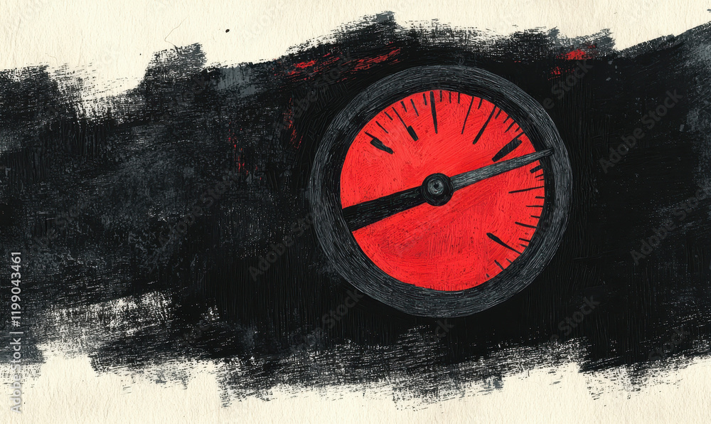 Poster dynamic abstract concept art with bold red clock symbolizing emotional time and intensity