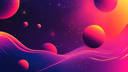 Abstract cosmic art with vibrant planets and nebulae.