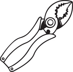 Pruning Shears Rustic Tool for Gardening, Silhouette vector art illustration