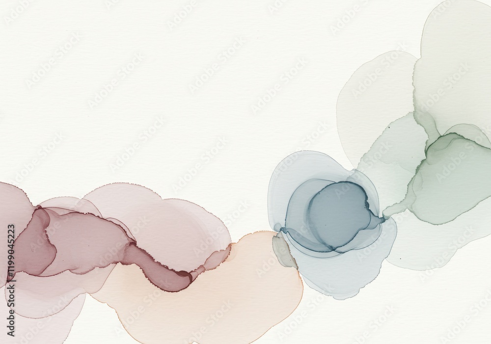 Poster abstract pastel ink flow design with soft color gradients