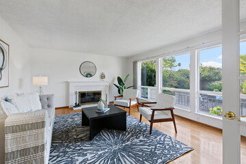 Nice modern living room with fireplace