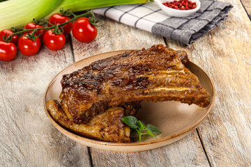 Tasty roasted pork ribs with spices