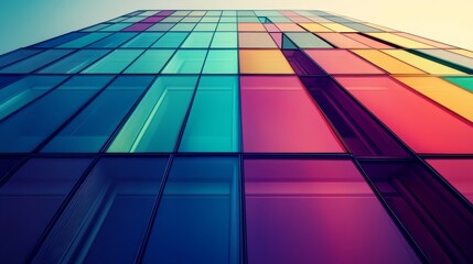 Fototapeta premium Modern architecture, vibrant colors, glass facade. Abstract design.