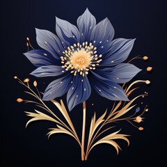 Fototapeta premium Artistic Cornflower Illustration in Dark and Simple Flat Style