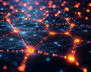 Glowing Hexagonal Blockchain Ecosystem Representing Evolving Digital Network
