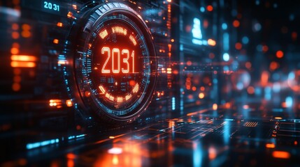 Futuristic Countdown Clock 2031. Generative AI