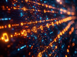 Fototapeta premium Vibrant Blockchain Validation Contracts in Futuristic Legal Tech Landscape