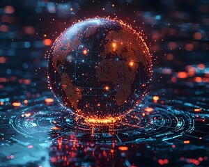 Blockchain Powered Global Connectivity Conceptual Visualization