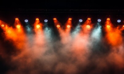 Bright stadium arena lights and smoke