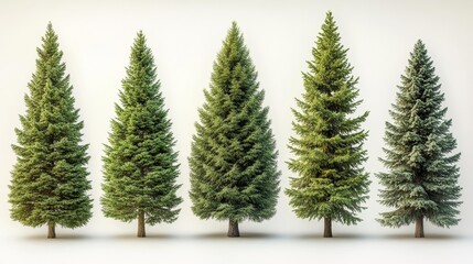 Set of Realistic Coniferous Trees. Generative AI