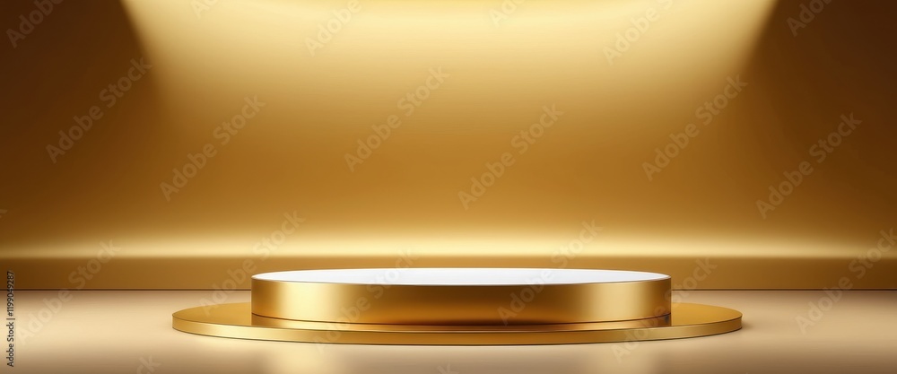Poster elegant golden platform in minimalistic lighting for product display