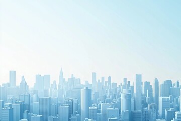 Obraz premium White background, light blue gradient city skyline, in a minimalist design, 3d rendered style