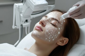 Beauty treatment session using advanced skincare technology for facial rejuvenation