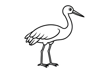 A cute Stork hand drawing clean line art illustration.eps