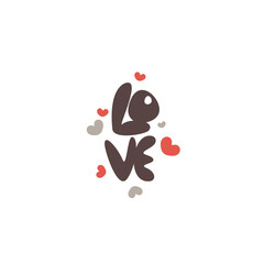The word love. Design element for Valentine's Day, wedding. Declaration of love. Vector illustration.