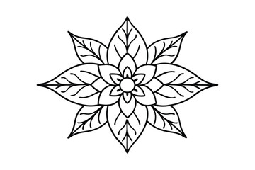Intricate flower and leaf mandala design for coloring page clean line art illustration.eps