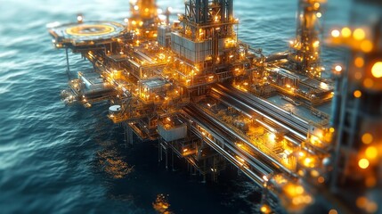 Industrial Offshore Oil Platform. Generative AI