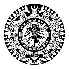 Mayan Symbol &ndash; A Captivating Representation of Ancient Mayan Culture and Spirituality. Perfect for Historical Projects, Tattoo Designs, Wall Art, Jewelry, or Esoteric Creations.  Mystical Essence