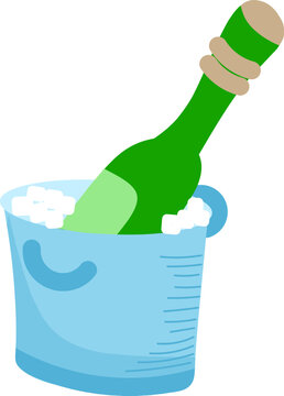 green champagne bottle in ice bucket clip art preview