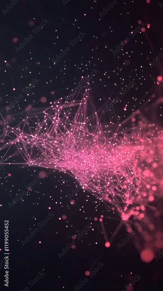 Aufkleber complex pink plexus structure forming in deep space with shining particles, creating a beautiful and