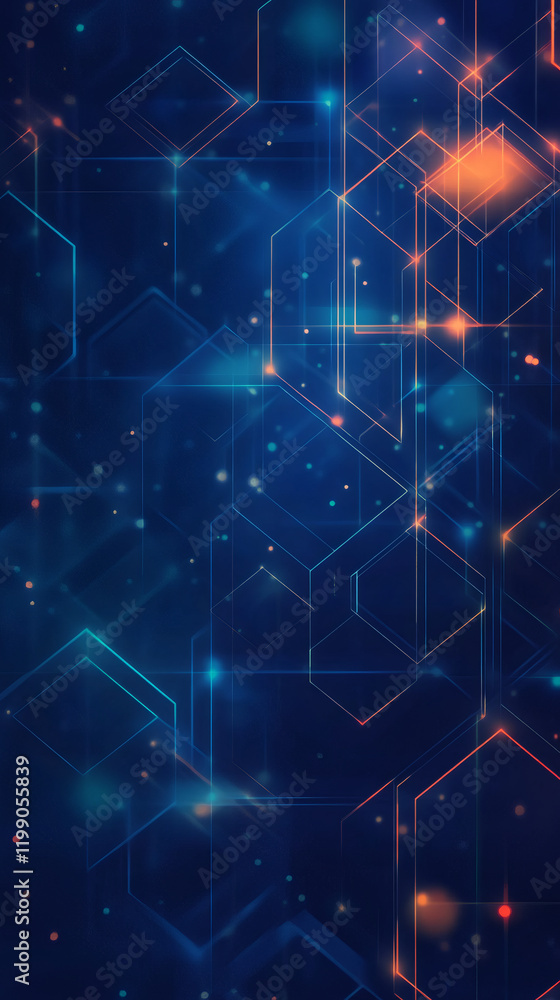 Aufkleber digital network hexagonal pattern featuring luminous interconnected nodes representing advanced tech