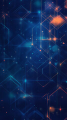 Digital network hexagonal pattern featuring luminous interconnected nodes representing advanced technological communication infrastructure