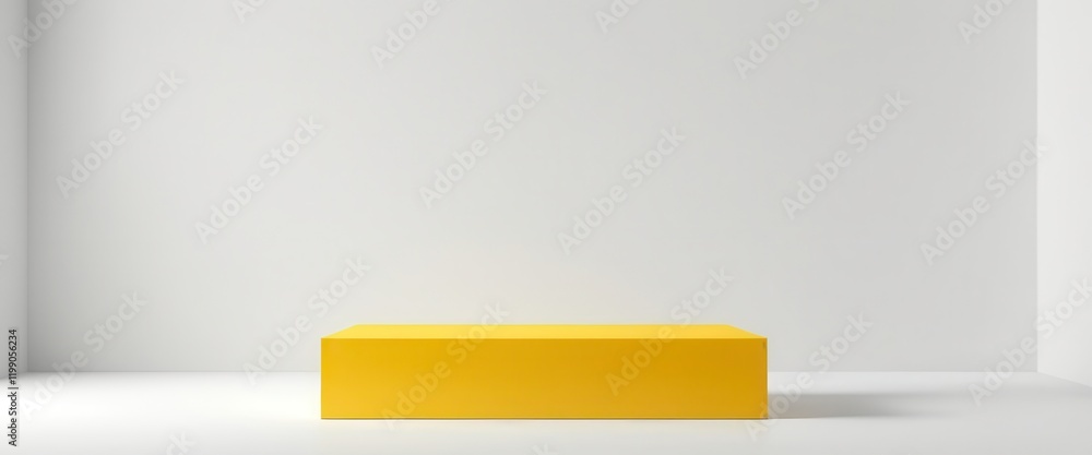 Poster minimalist yellow block on white background reflecting simplicity and modern design