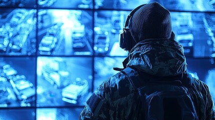 Security Operator Monitoring Surveillance Screens