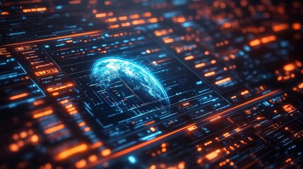 High-Tech Financial Dashboard Interface with Futuristic Hologram. Generative AI