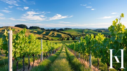 Fototapeta premium Sunlit Vineyard Landscape