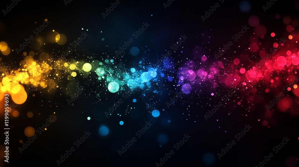 Poster abstract colorful bokeh lights on dark background