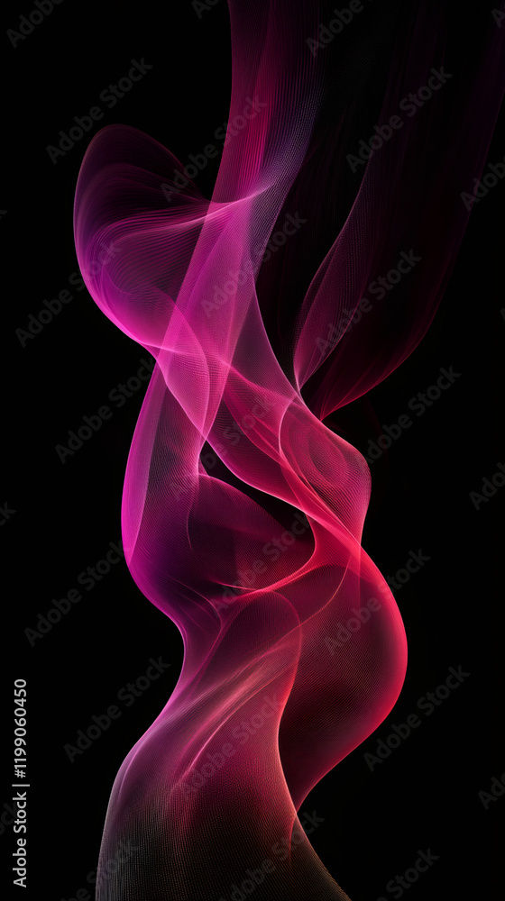 Aufkleber vibrant pink-red smoke curling elegantly against dark backdrop, generating dynamic visual patterns f