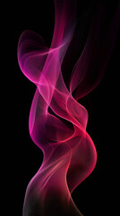 Obraz premium Vibrant pink-red smoke curling elegantly against dark backdrop, generating dynamic visual patterns for graphic design projects