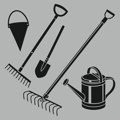 cultivation equipment silhouette vector design art and illustration