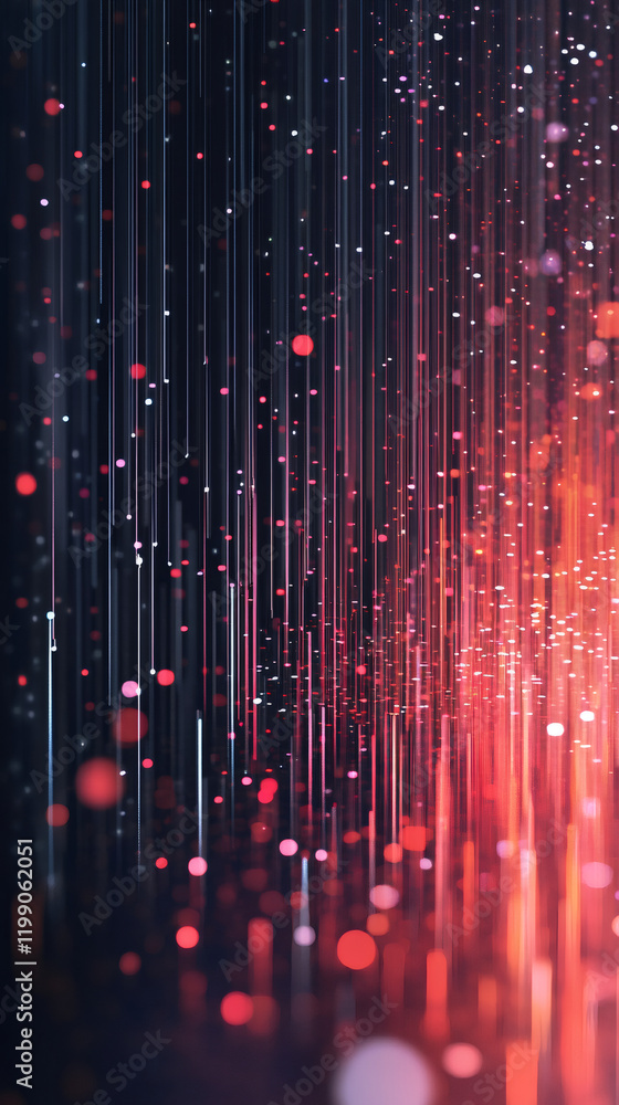 Aufkleber Abstract background with vertical lines falling and glowing particles, creating a sense of movement and energy