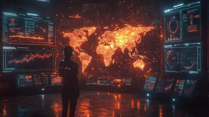 Futuristic Global Data Visualization. Generative AI