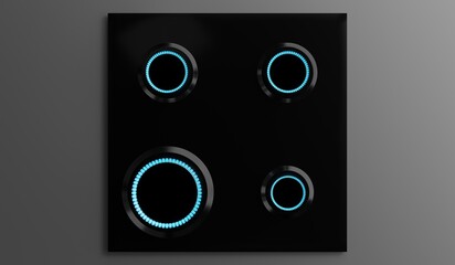 Four propane butane gas burners - top view - 3D illustration