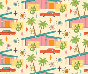 palm springs california mcm retro seamless pattern